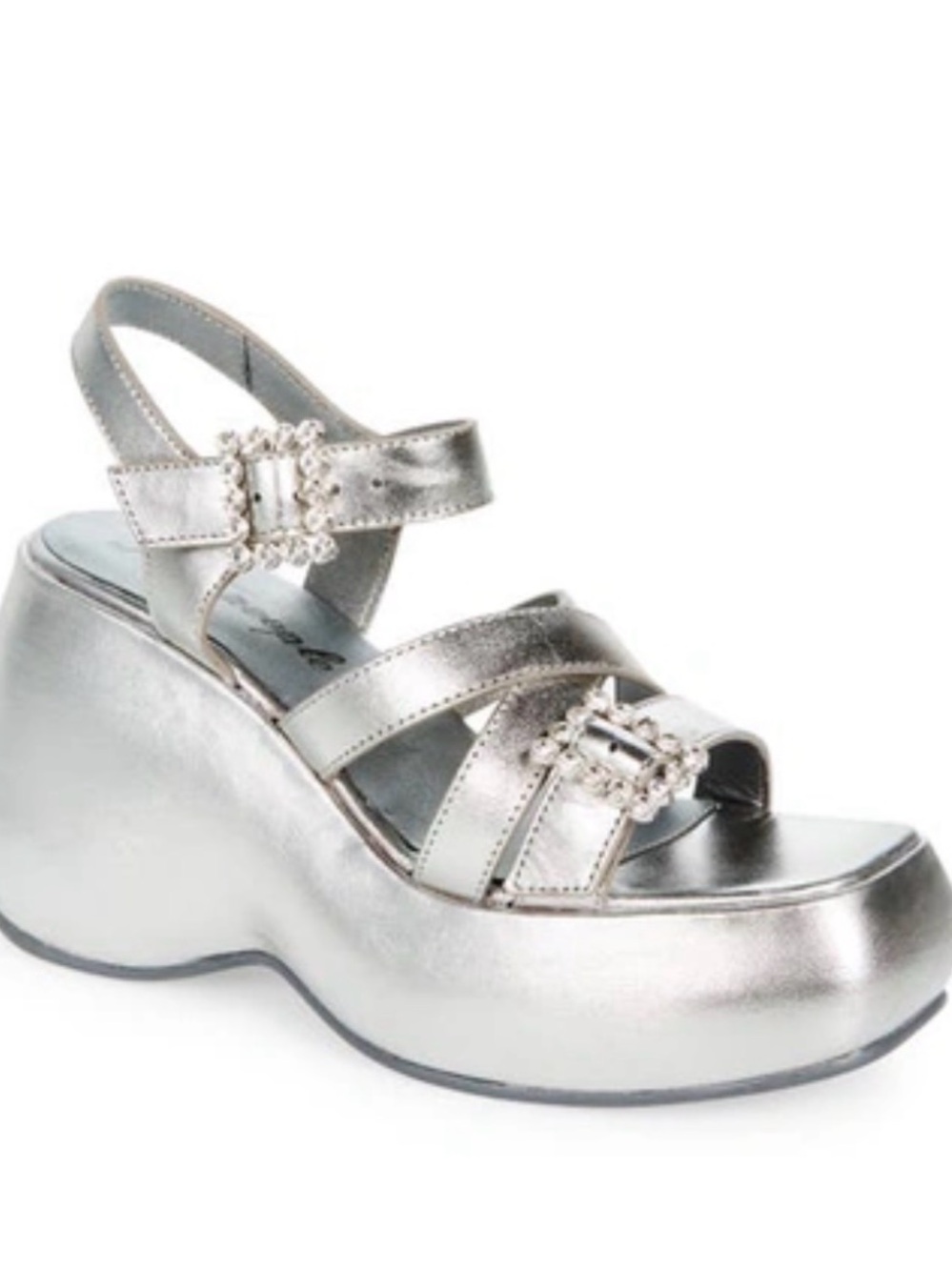 Free People Brooklyn Ankle Strap Platform Sandals w Decorative Buckles sz7.5